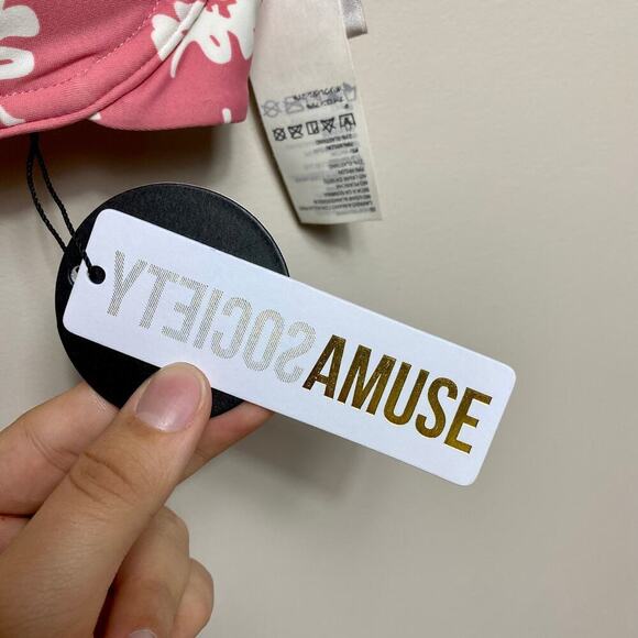 AMUSE SOCIETY Bikini Top Harlow Underwire Rose Pink White Floral Ruffle NEW S - Picture 6 of 13